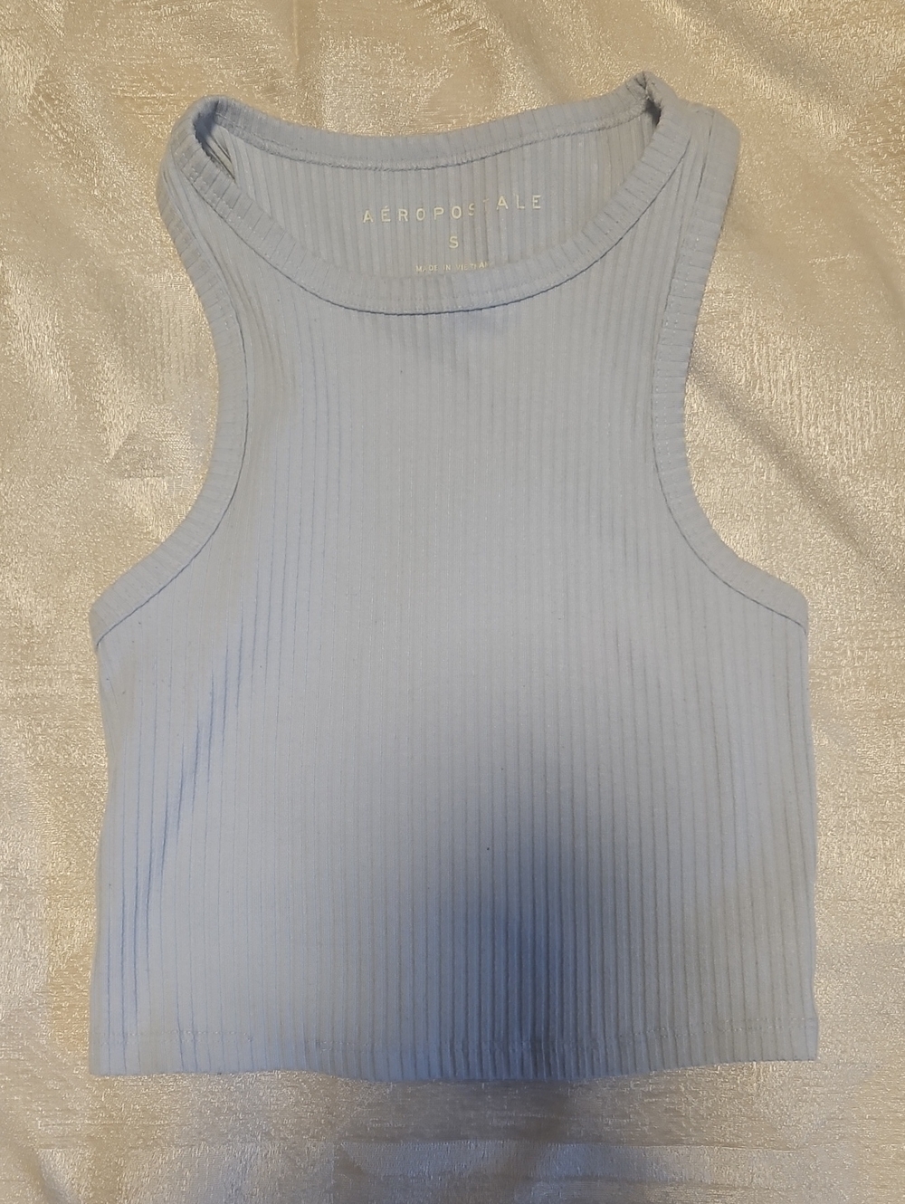 Aeropostale Light Blue Ribbed Crop Tank